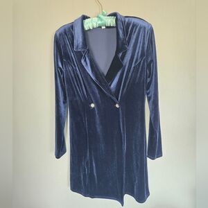 Cato• Limited Edition Women's Velvet Vintage 90s Coat/ Dress In Navy. Sz  M